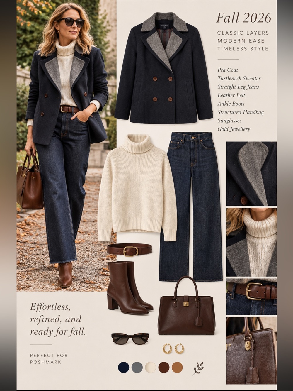 Tommy Hilfiger Double-Breasted Peacoat with Contrast Collar